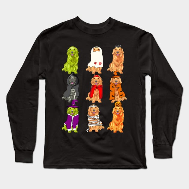 Funny golden retriever Costume Halloween Long Sleeve T-Shirt by Bensonn